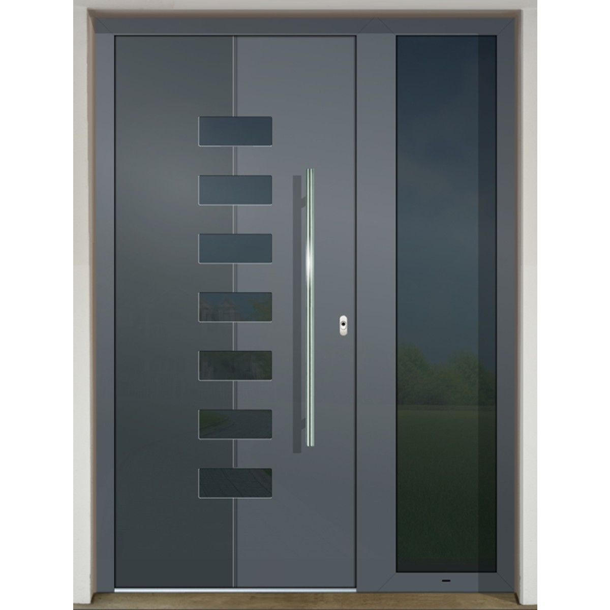 Gava Aluminium 421 RAL 7011 - vstupné dvere
