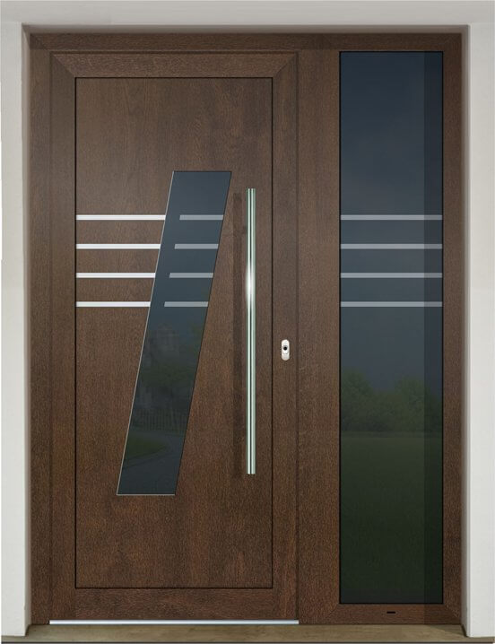 Inset door infill panel GAVA HPL 681 with sandblasted glass Asil and sandblasted glass P18 in sidelight
