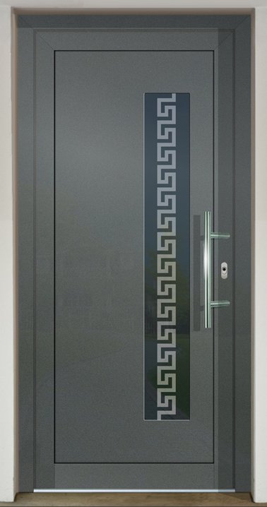 Inset infill panel GAVA HPL 913 with sandblasted glass Fluctus