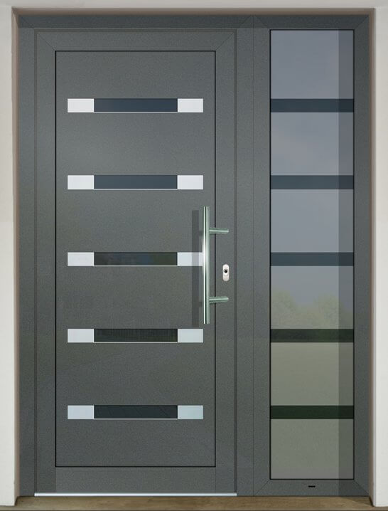 Inset door infill panel GAVA HPL 995 with sandblasted glass P60 INV in sidelight